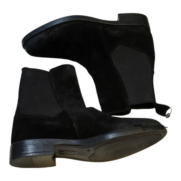 Emmanuel Crasto Black Suede Leather Ankle Boots Classic Chelsea Style Pull On - Picture 5 of 9